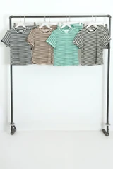 Stripes Crew Neck Top and Shorts Set