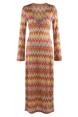 Zig Zag Ring Plunge Neck Maxi Dress