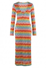 Zig Zag Ring Plunge Neck Maxi Dress