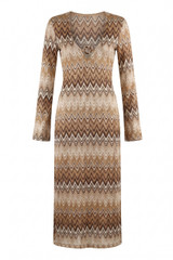 Zig Zag Ring Plunge Neck Maxi Dress