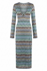 Zig Zag Ring Plunge Neck Maxi Dress