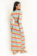 Zig Zag Ring Plunge Neck Maxi Dress