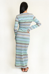 Zig Zag Ring Plunge Neck Maxi Dress