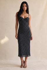 Polka Dot Strappy Midi Dress