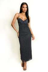 Polka Dot Strappy Midi Dress