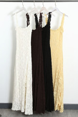 Crinkle Ruffle Trim Maxi Dress