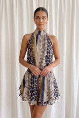 Reptile Printed Halter Mini Dress 
