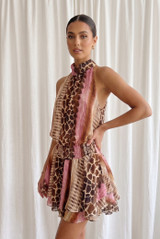 Reptile Printed Halter Mini Dress 