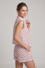 Hearts Stripes Pattern Blouse and Shorts Set