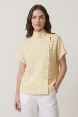 Mandarin Collar Loop Closure Blouse