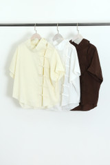 Mandarin Collar Loop Closure Blouse