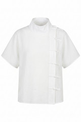 Mandarin Collar Loop Closure Blouse