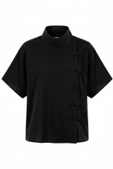 Mandarin Collar Loop Closure Blouse