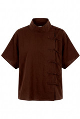 Mandarin Collar Loop Closure Blouse