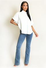 Mandarin Collar Loop Closure Blouse