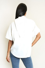 Mandarin Collar Loop Closure Blouse