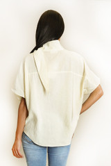 Mandarin Collar Loop Closure Blouse