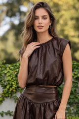 PU Balloon Blouse