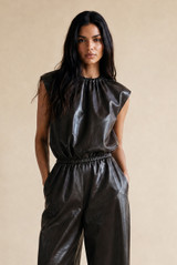 PU Balloon Blouse