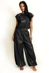 PU Balloon Blouse