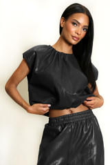 PU Balloon Blouse