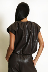PU Balloon Blouse