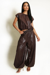 PU Balloon Blouse