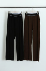Banded Waist Wide Leg Trousers