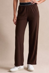 Banded Waist Wide Leg Trousers