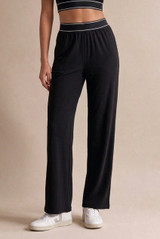 Banded Waist Wide Leg Trousers