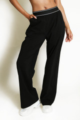 Banded Waist Wide Leg Trousers