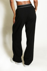 Banded Waist Wide Leg Trousers