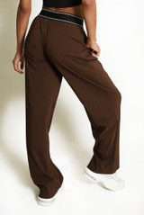 Banded Waist Wide Leg Trousers