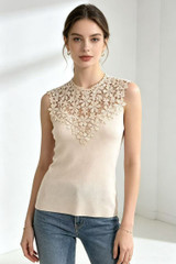 Floral Applique Fine Knit Top