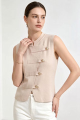 Asymmetrical Golden Buttons Waistcoat