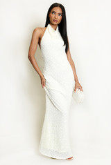Sequin Halterneck Open Back Maxi