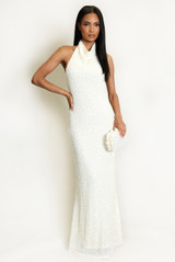 Sequin Halterneck Open Back Maxi