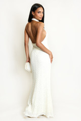 Sequin Halterneck Open Back Maxi