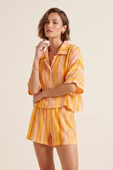 Crinkle Stripes Blouse and Shorts Set