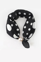 Polka Dot Pearl Clasp Satin Neck Scarf 