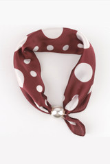 Polka Dot Pearl Clasp Satin Neck Scarf 