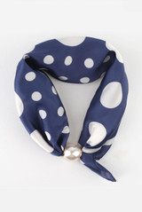 Polka Dot Pearl Clasp Satin Neck Scarf 