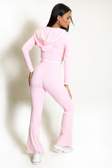 Contrast Lining Vest Zipper and Flare Leggings Set