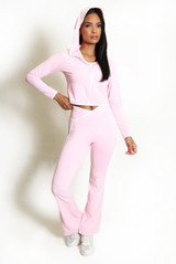 Contrast Lining Vest Zipper and Flare Leggings Set