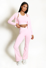 Contrast Lining Vest Zipper and Flare Leggings Set