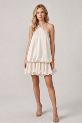 Halter Lace Trim Mini Dress