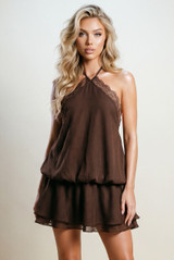 Chiffon Halterneck Mini Dress