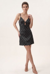 Polka Dots Plunge Neck Mini Dress