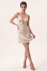 Polka Dots Plunge Neck Mini Dress