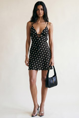 Polka Dot Cut Out Back Mini Dress